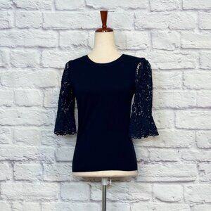Basque Navy Blue Lace Sweater